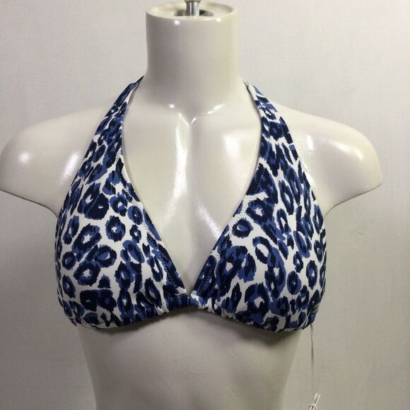 Calme Womens Tiger String Bikini Top Animal Print Stretch Blue White Size S NWT - Picture 5 of 15